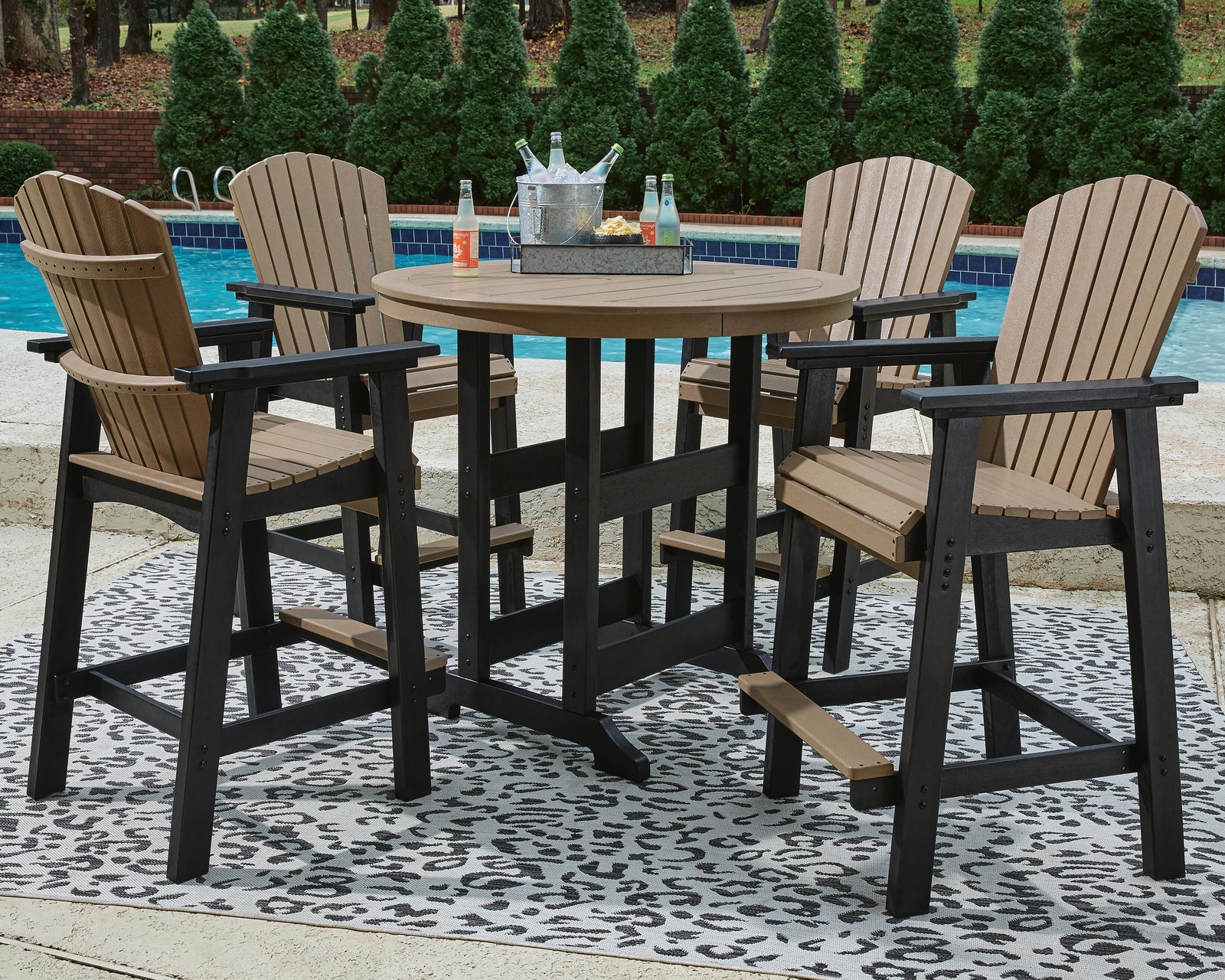 Fairen Trail Outdoor Counter Height Dining Table with 2 Barstools (P211-SI) - Image 3