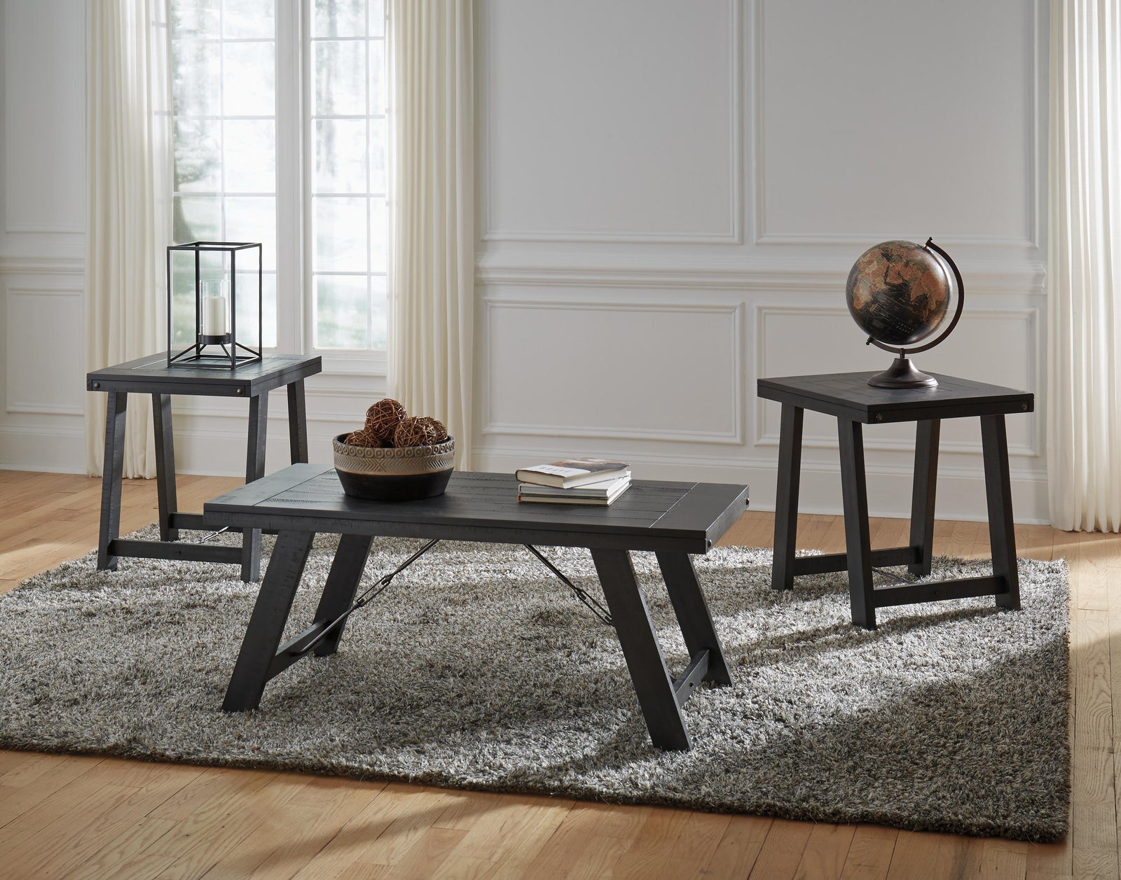 Noorbrook Table (Set of 3) - Black/Pewter (T351-SI) - Image 2