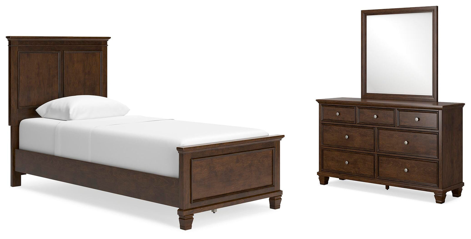 Danabrin Panel Bed, Dresser and Mirror - Brown (B685-SI)