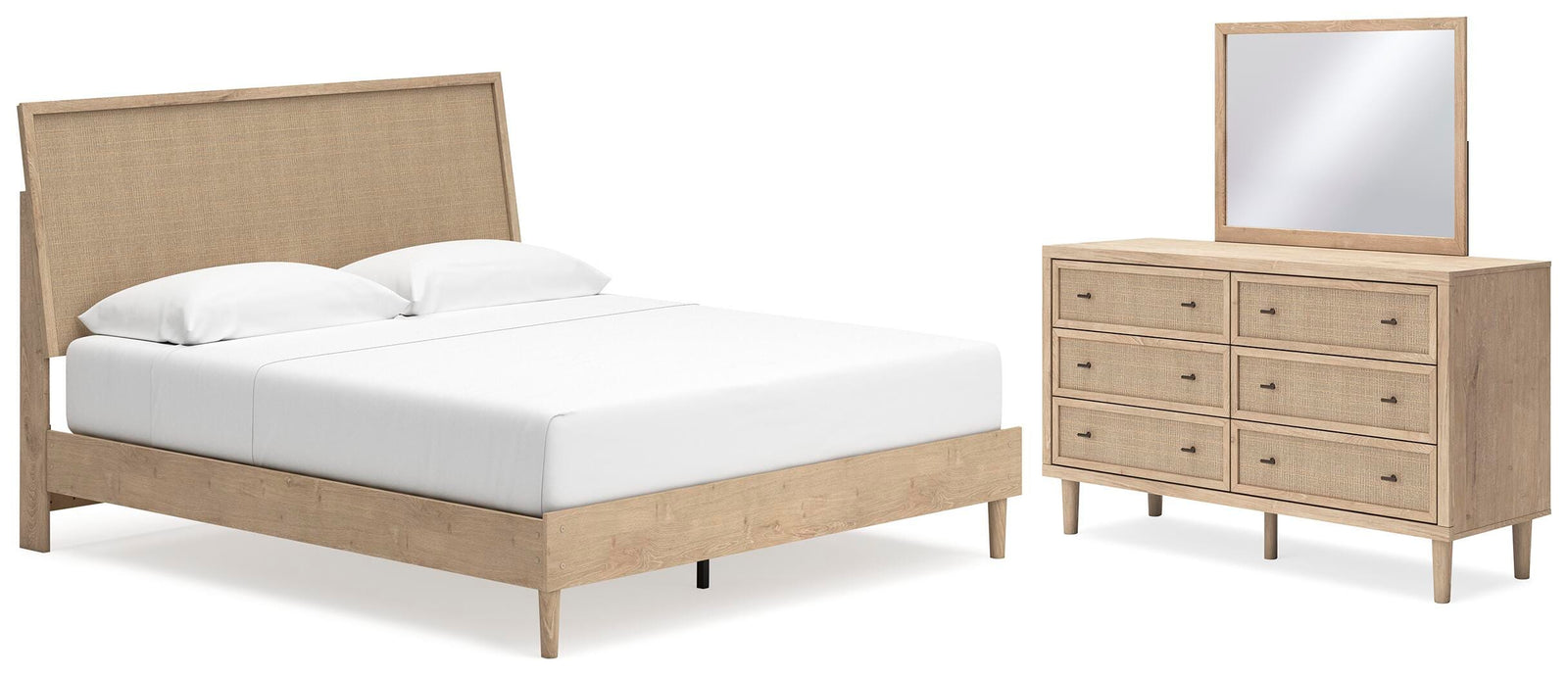Cielden Panel Bed, Dresser and Mirror - Two-tone (B1199-SI)