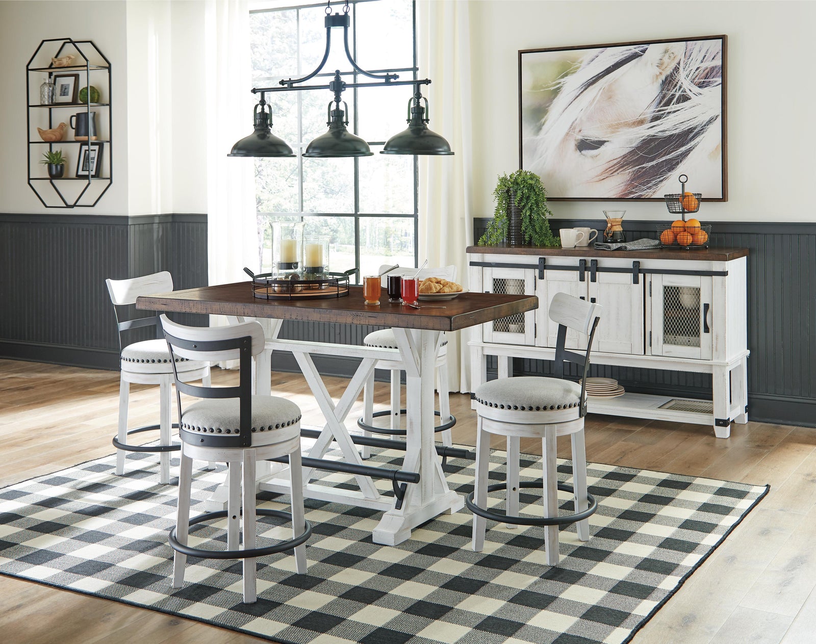 Valebeck Counter Height Dining Table, 4 Barstools and Server (D546-SI) - Image 14