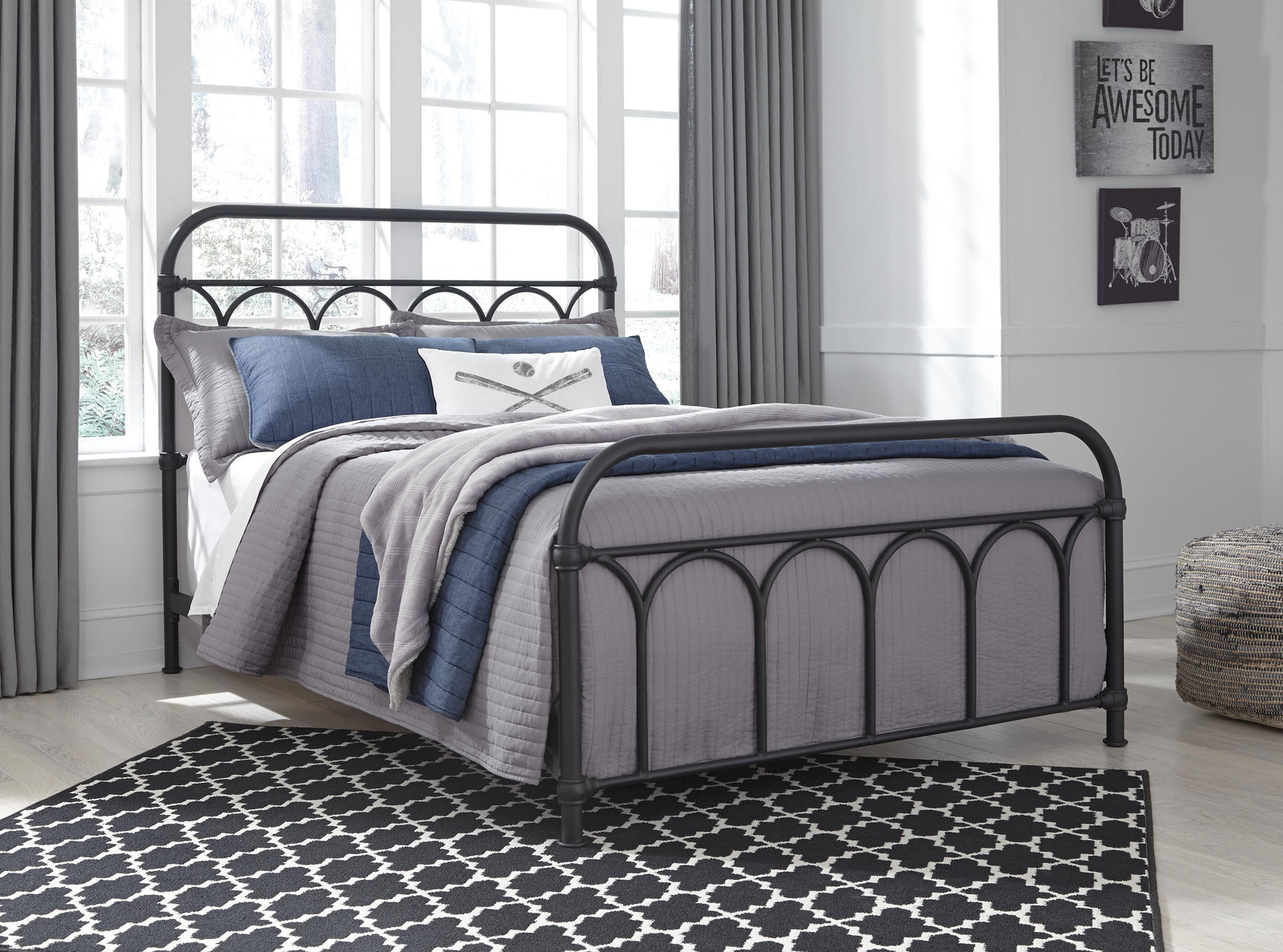 Nashburg Metal Bed (Youth) - Black (B280-SI) - Image 6