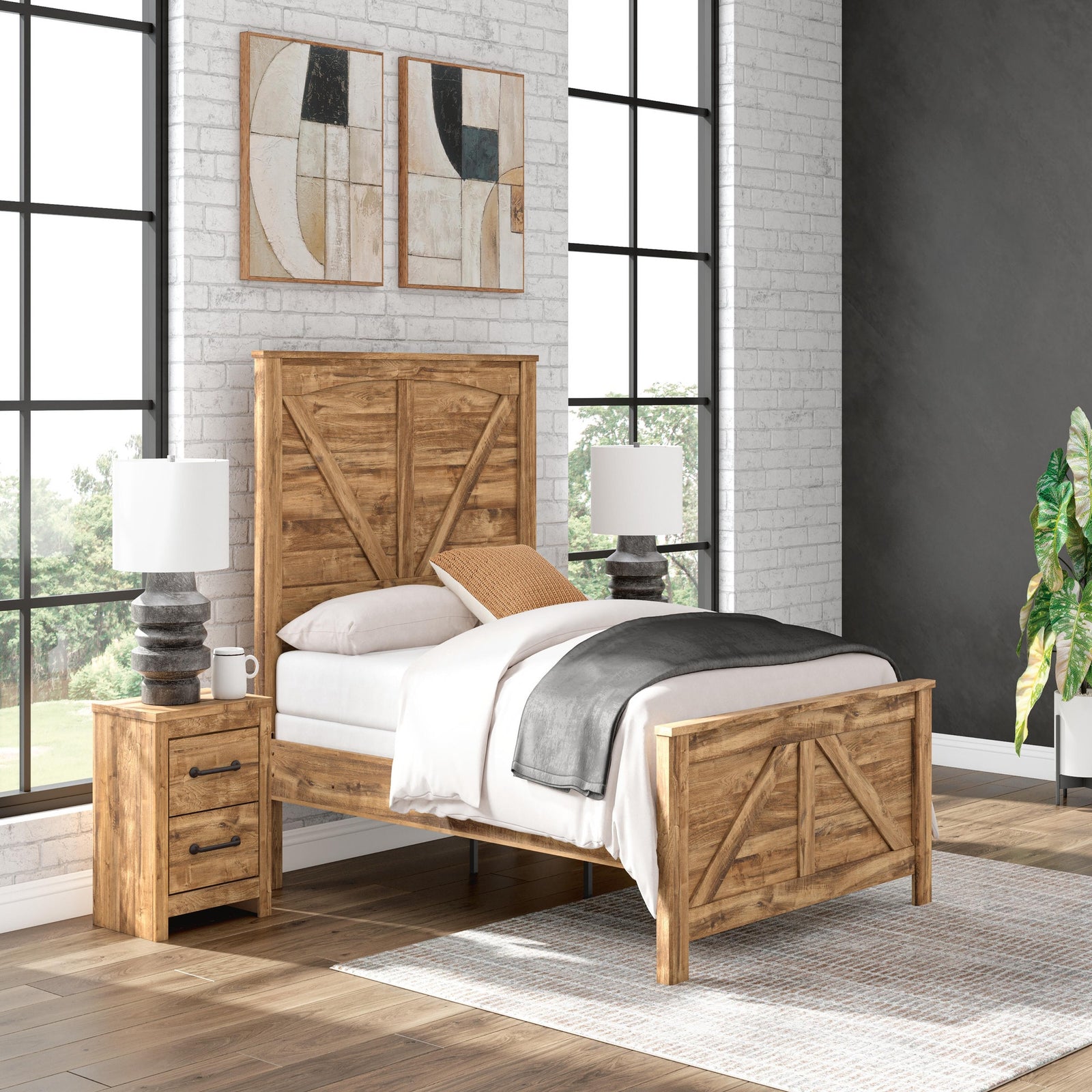 Maystonna Queen Crossbuck Panel Bed, Dresser and Mirror (PCB1580-SI) - Image 16