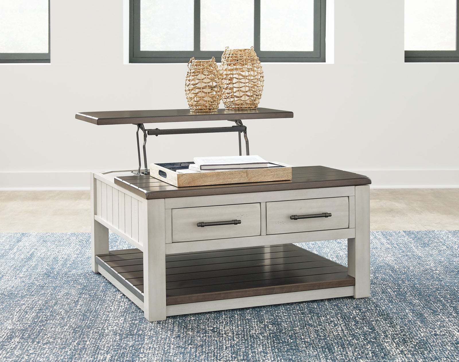 Darborn Lift-top Coffee Table and 2 Chairside End Tables - Gray/Brown (T796-SI) - Image 14