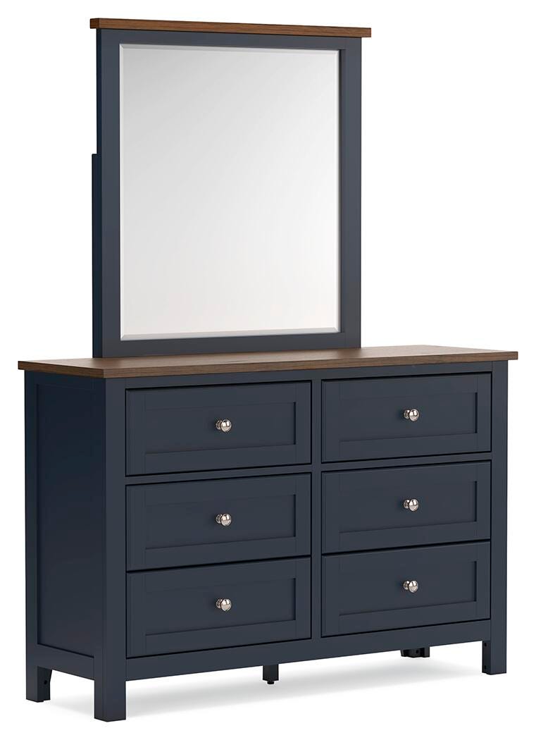 Landocken Panel Bed, Dresser and Mirror - Brown/Blue (B414-SI) - Image 3