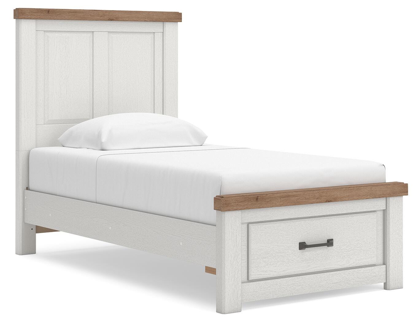 Savonport Panel Storage Bed (Youth) - White/Brown (B4615-SI)