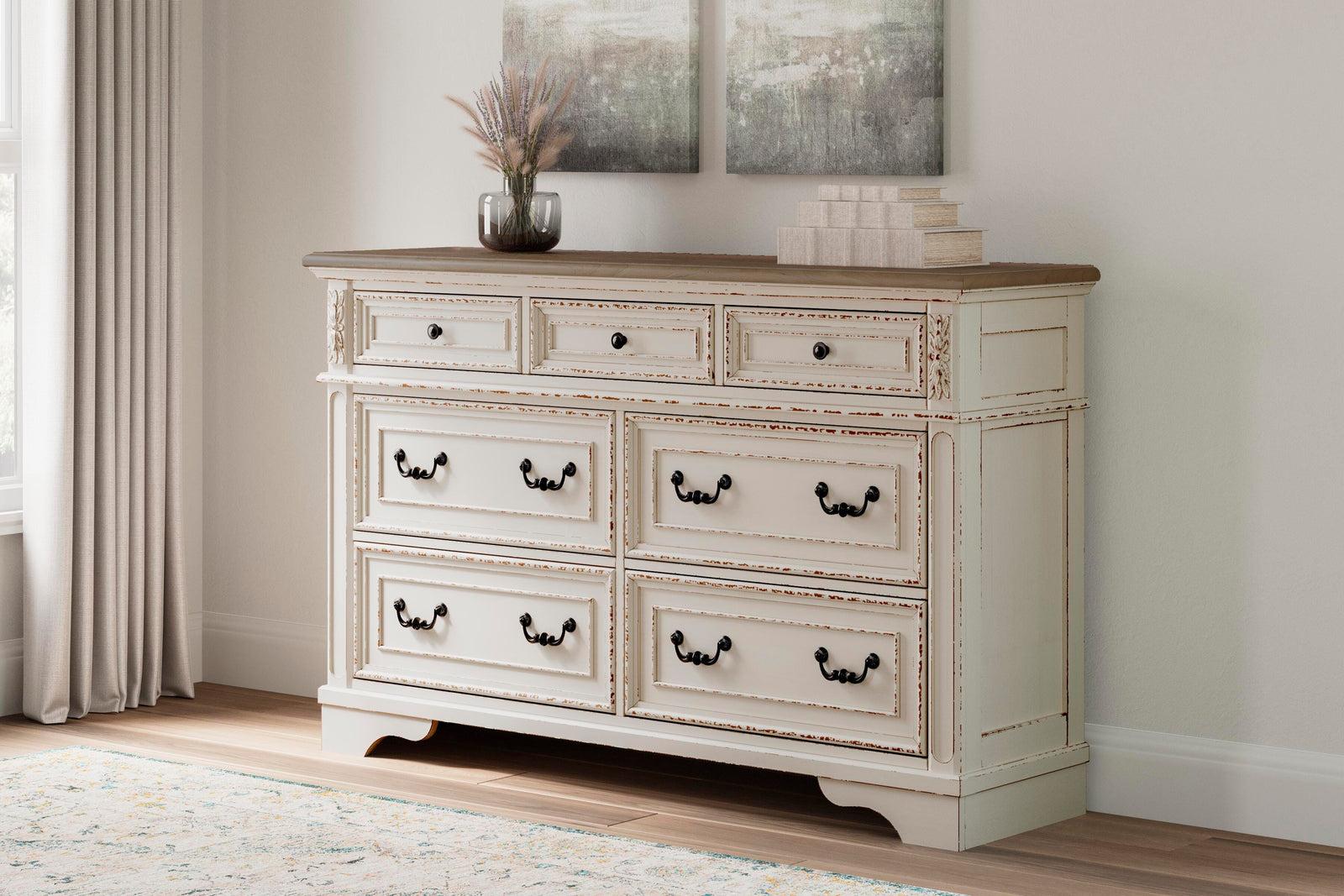 Realyn Upholstery Panel Bed, Dresser, Chest, Nightstand, and Vanity Set - Two-tone (B743-SI) - Image 23