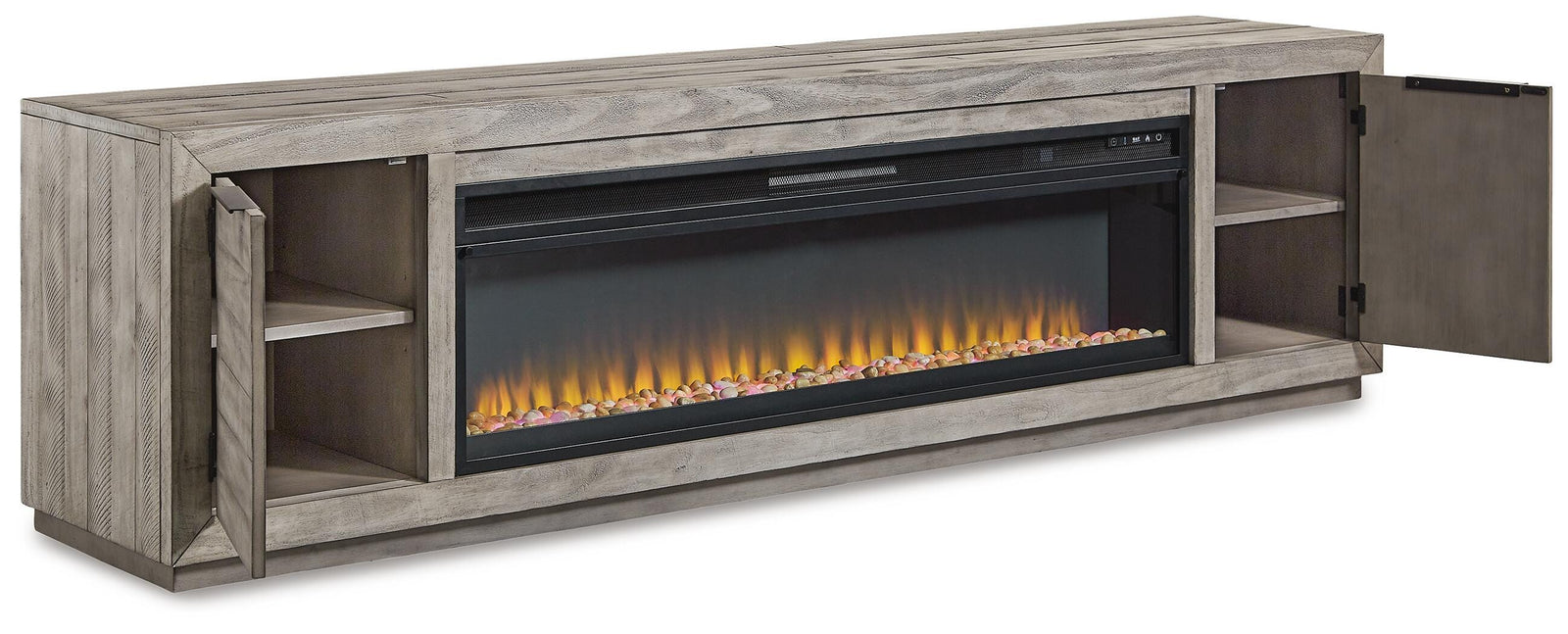 Naydell 92 TV Stand with Electric Fireplace (W996-SI) - Image 3