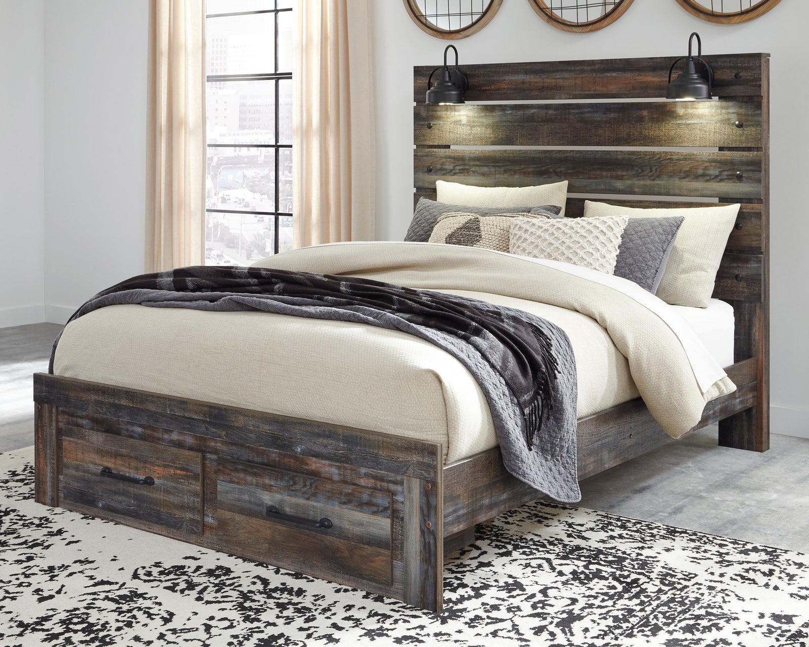 Drystan Panel Bed with 2 Storage Drawers - Multi (B211-SI) - Image 2
