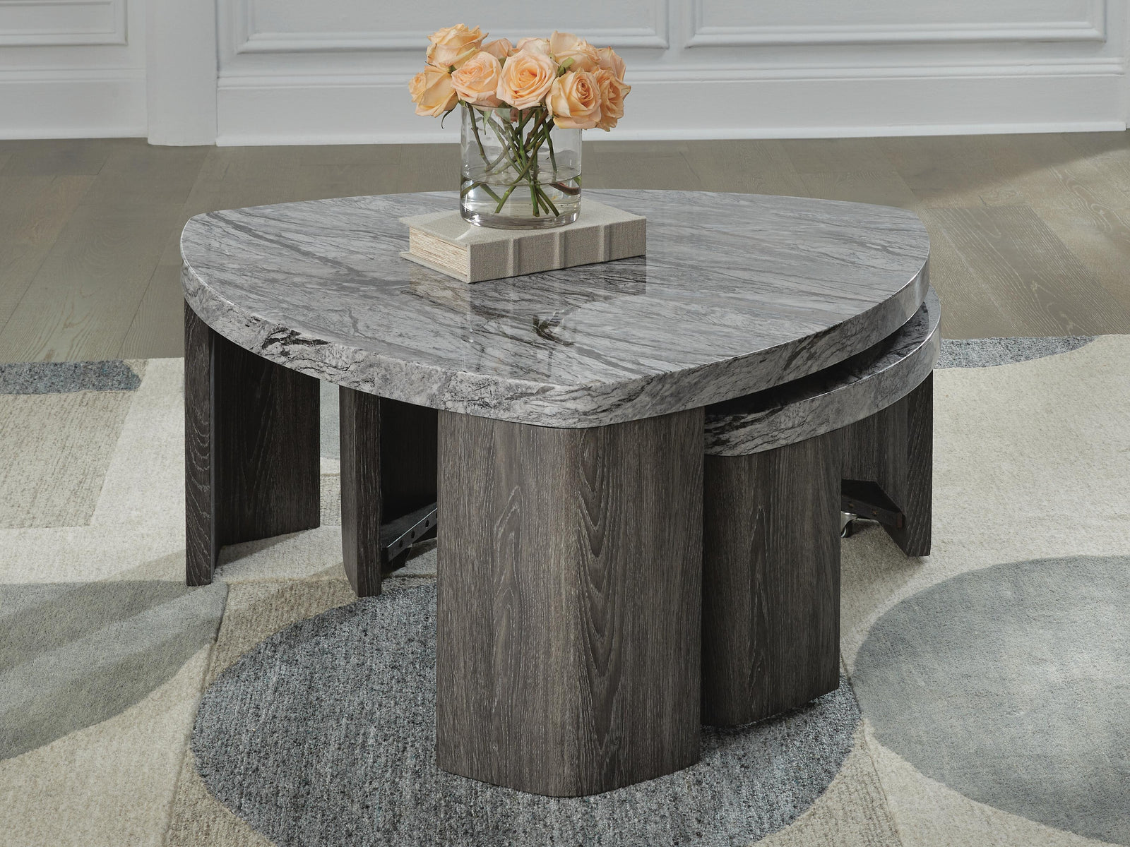 Surmour Stacked Coffee Table - Gray/Brown (T600-SI) - Image 6