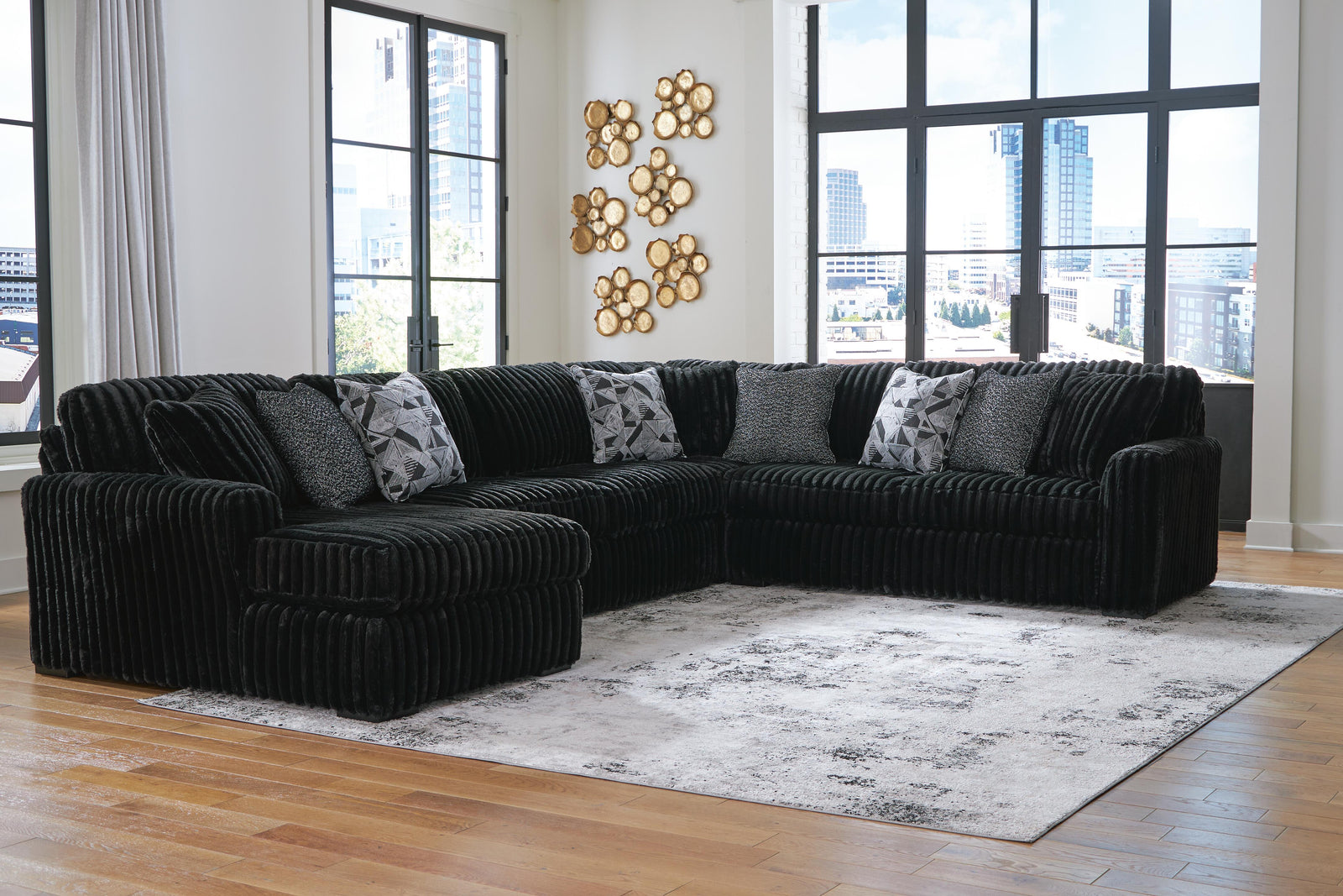Midnight-Madness 4-Piece Sectional with Chaise (98103-SI) - Image 3