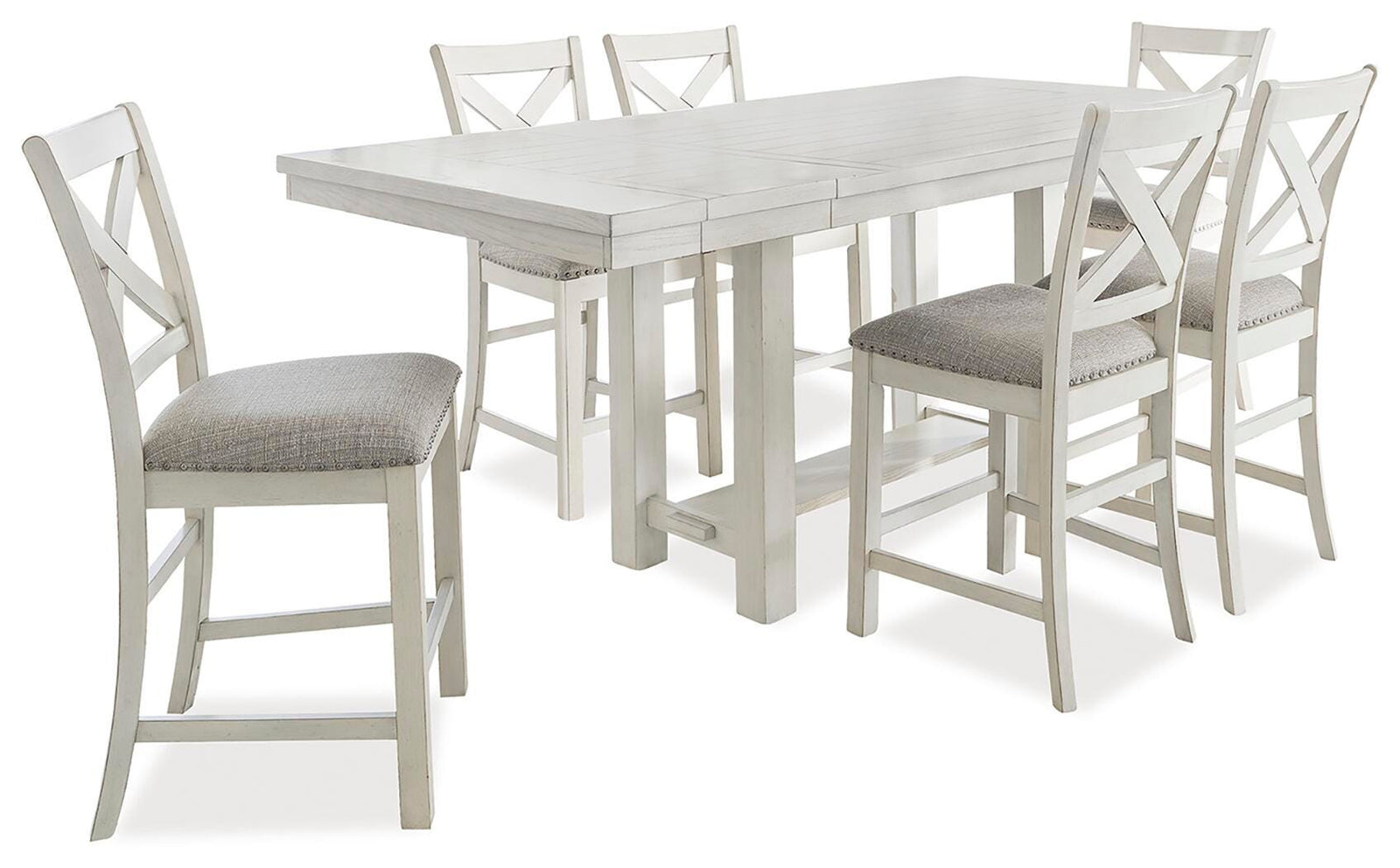 Robbinsdale Counter Height Dining Table and 6 Barstools (D642-SI)