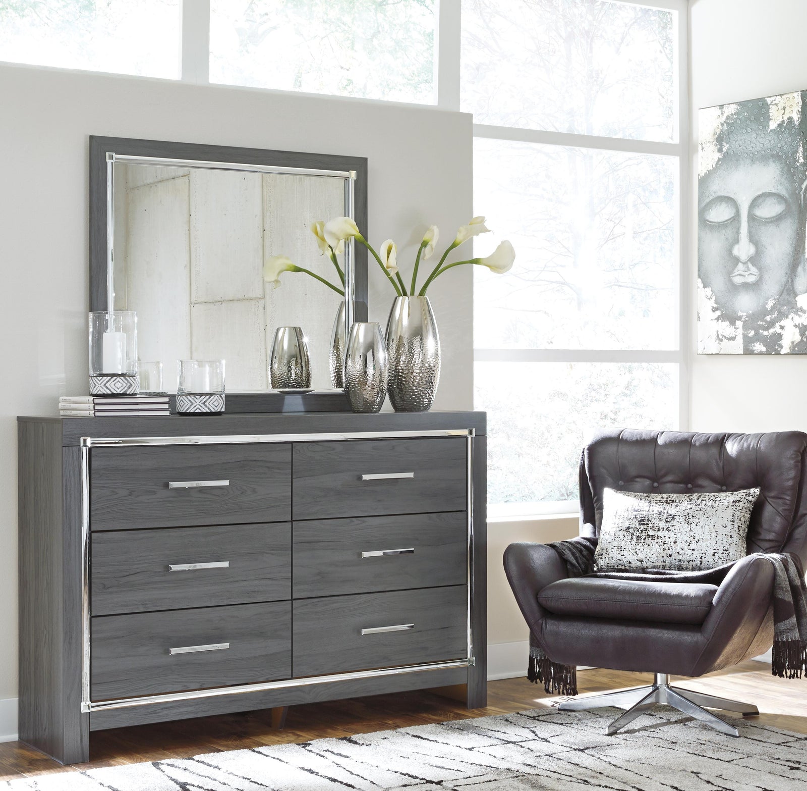 Lodanna Dresser - Gray (B214-SI) - Image 3