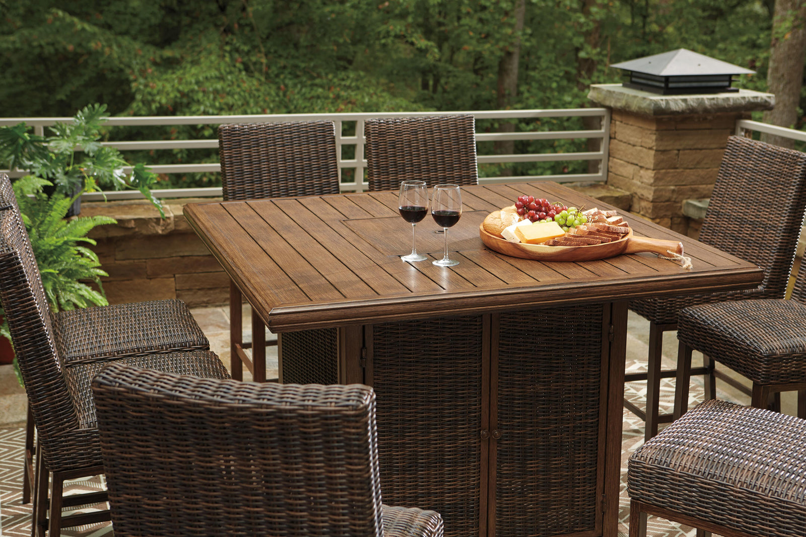 Paradise Trail Outdoor Counter Height Dining Table with 6 Barstools (P750-SI) - Image 10