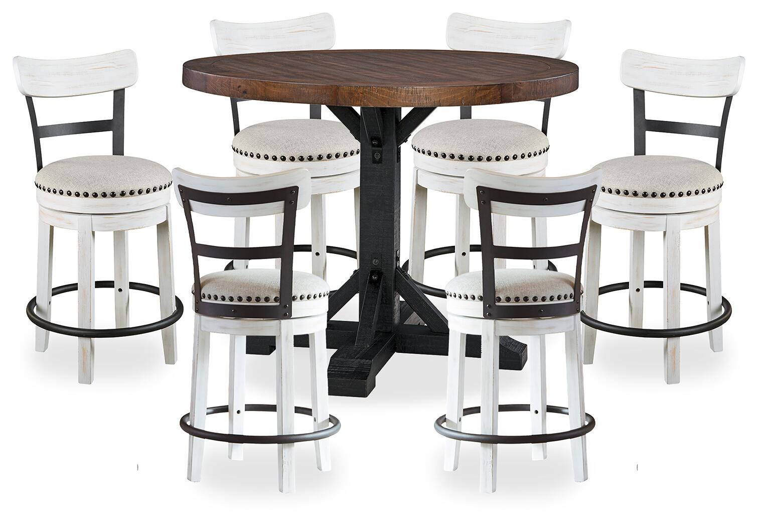 Valebeck Counter Height Dining Table and 6 Barstools (D546-SI)