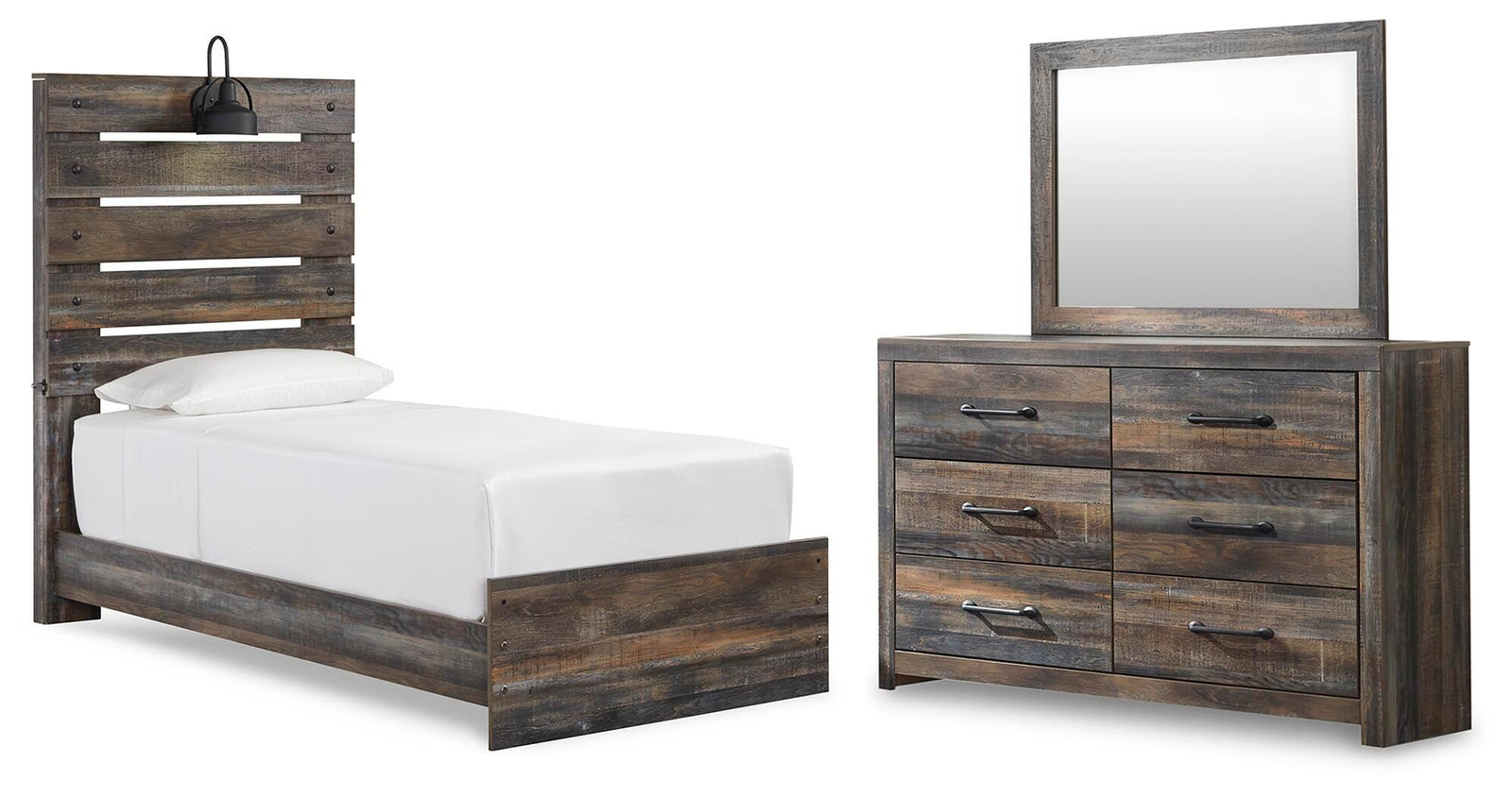 Drystan Panel Bed, Dresser and Mirror - Multi (B211-SI)