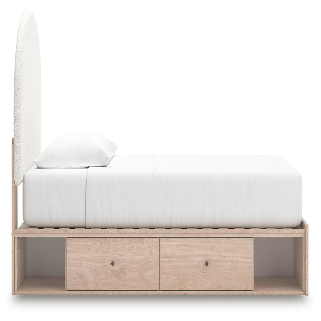 Arloster Twin Upholstered Panel Bed with Storage (PCB1566-SI) - Image 8