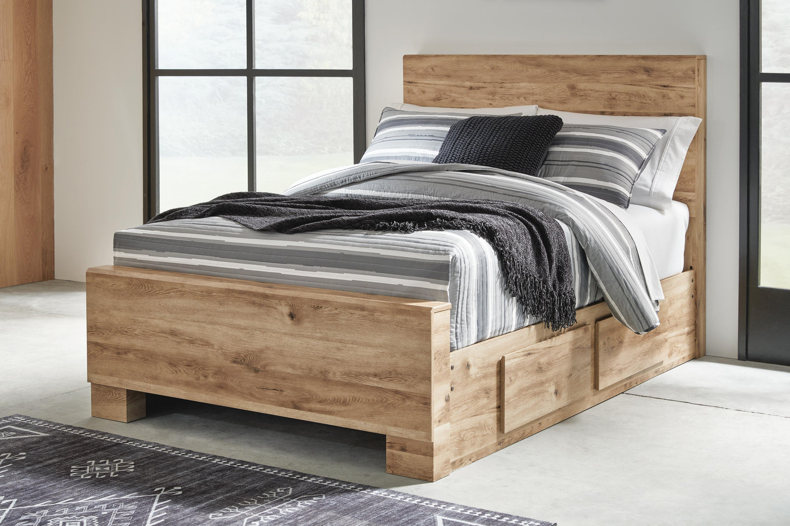 Hyanna Panel Bed with 2 Side Storage, Dresser and Mirror - Tan Brown (B1050-SI) - Image 9