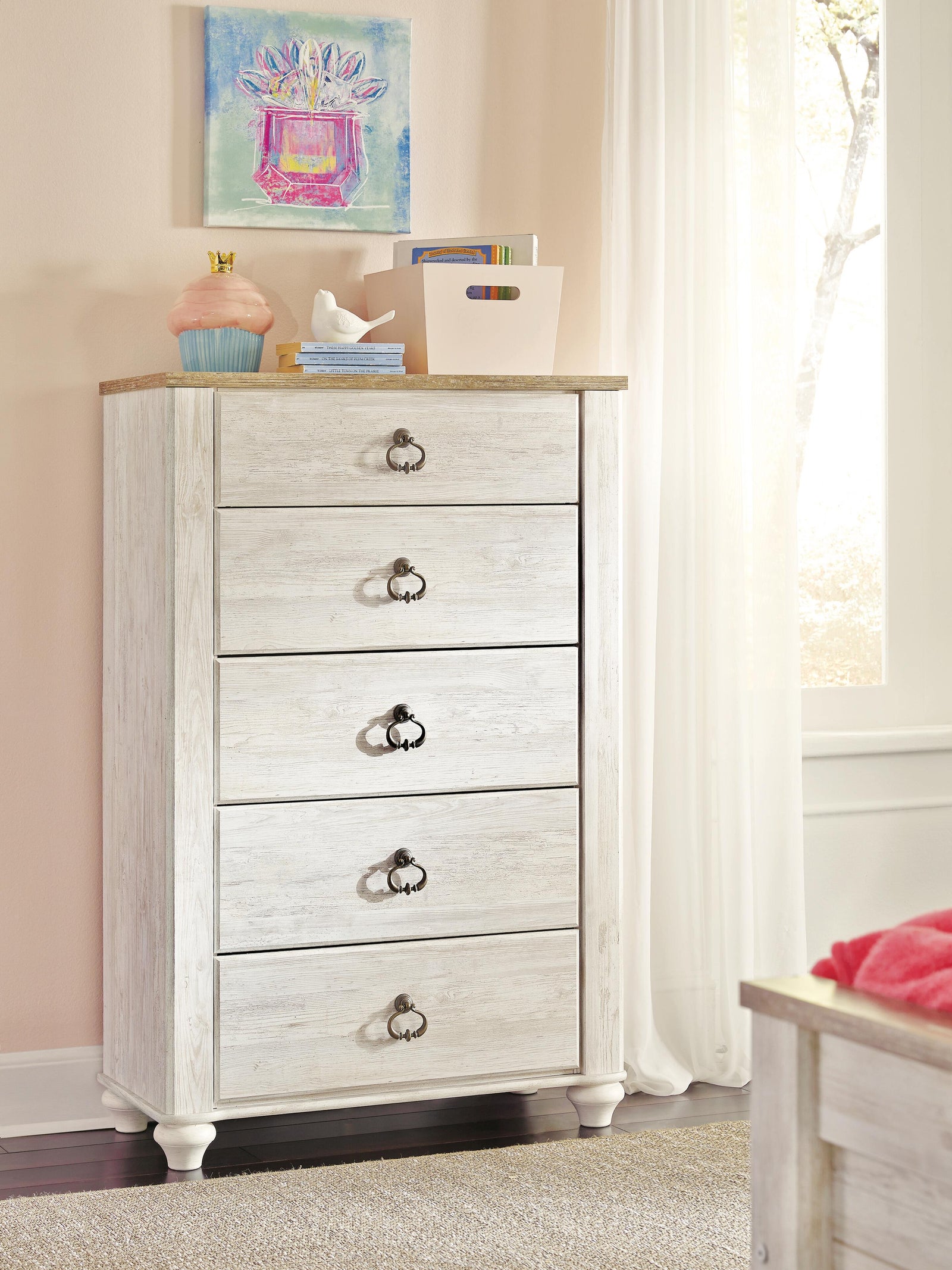 Willowton Chest of Drawers - Whitewash (B267-SI) - Image 3
