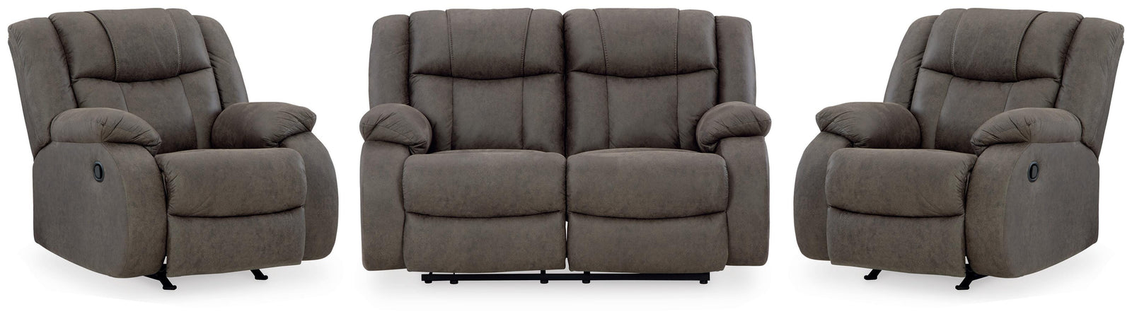 First Base Reclining Loveseat and 2 Recliners (68804-SI)