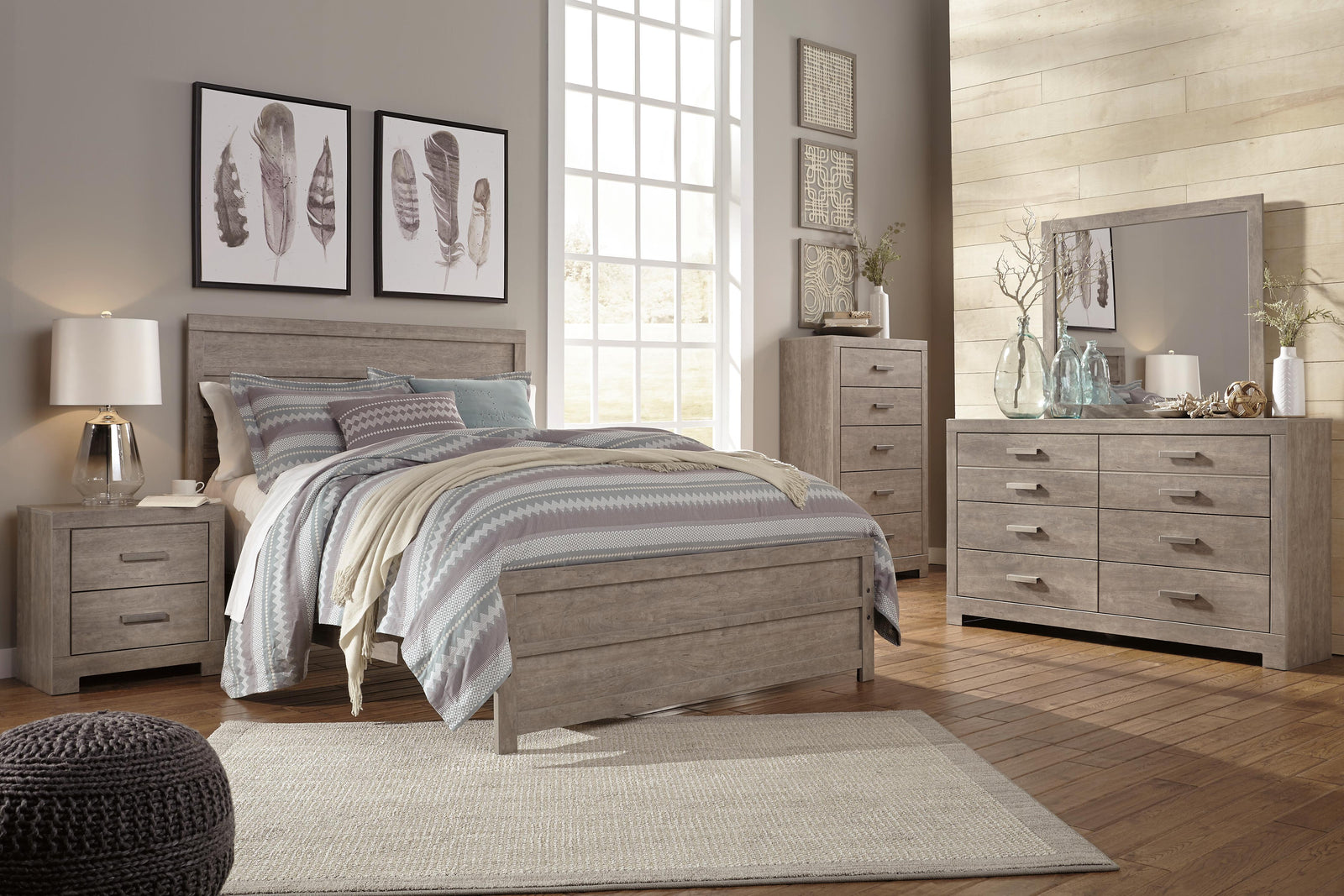 Culverbach Panel Bed, Dresser, Mirror, Chest and 2 Nightstands - Gray (B070-SI) - Image 15