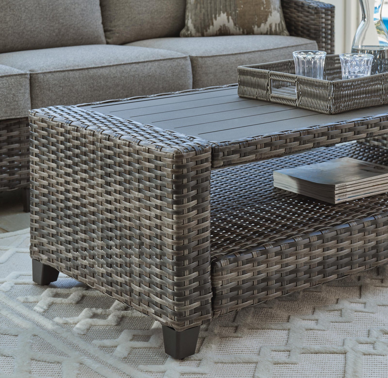Oasis Court Outdoor Sofa/Chairs/Table Set (Set of 4) (P335-SI) - Image 9