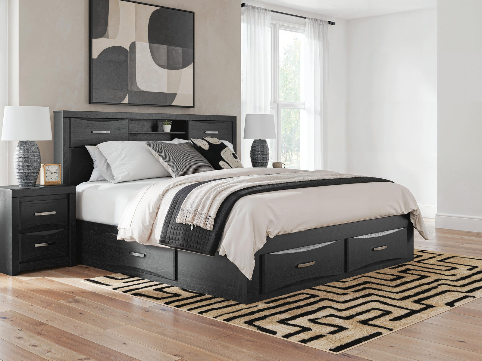 Stabotta King Bookcase Bed with Storage (PCB1755-SI) - Image 2