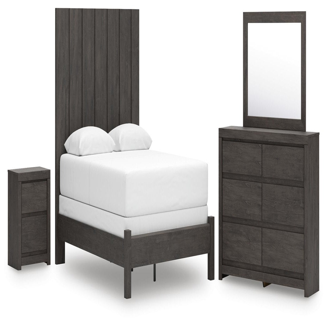 Fraluna Queen Panel Bed, Dresser, Mirror, and Nightstand (PCB3370-SI)