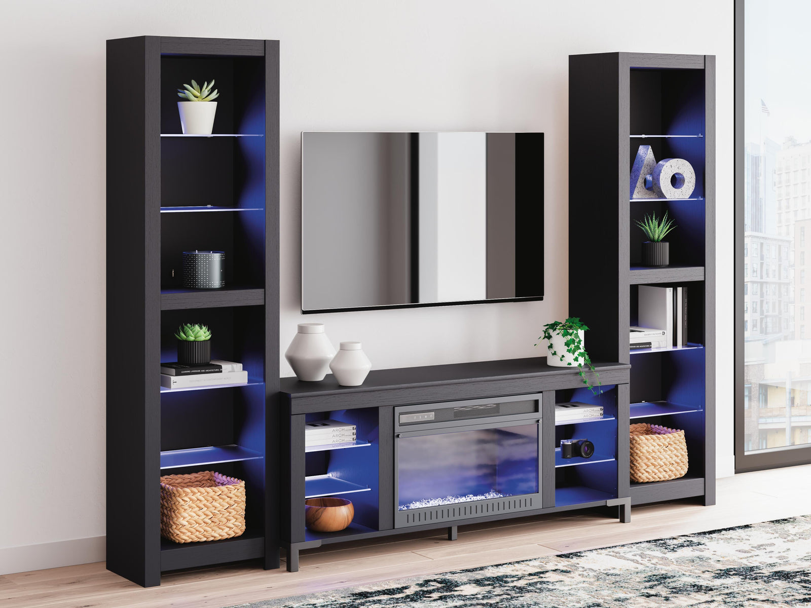 Cayberry 3-Piece Entertainment Center with Electric Fireplace (W2721-SI) - Image 8
