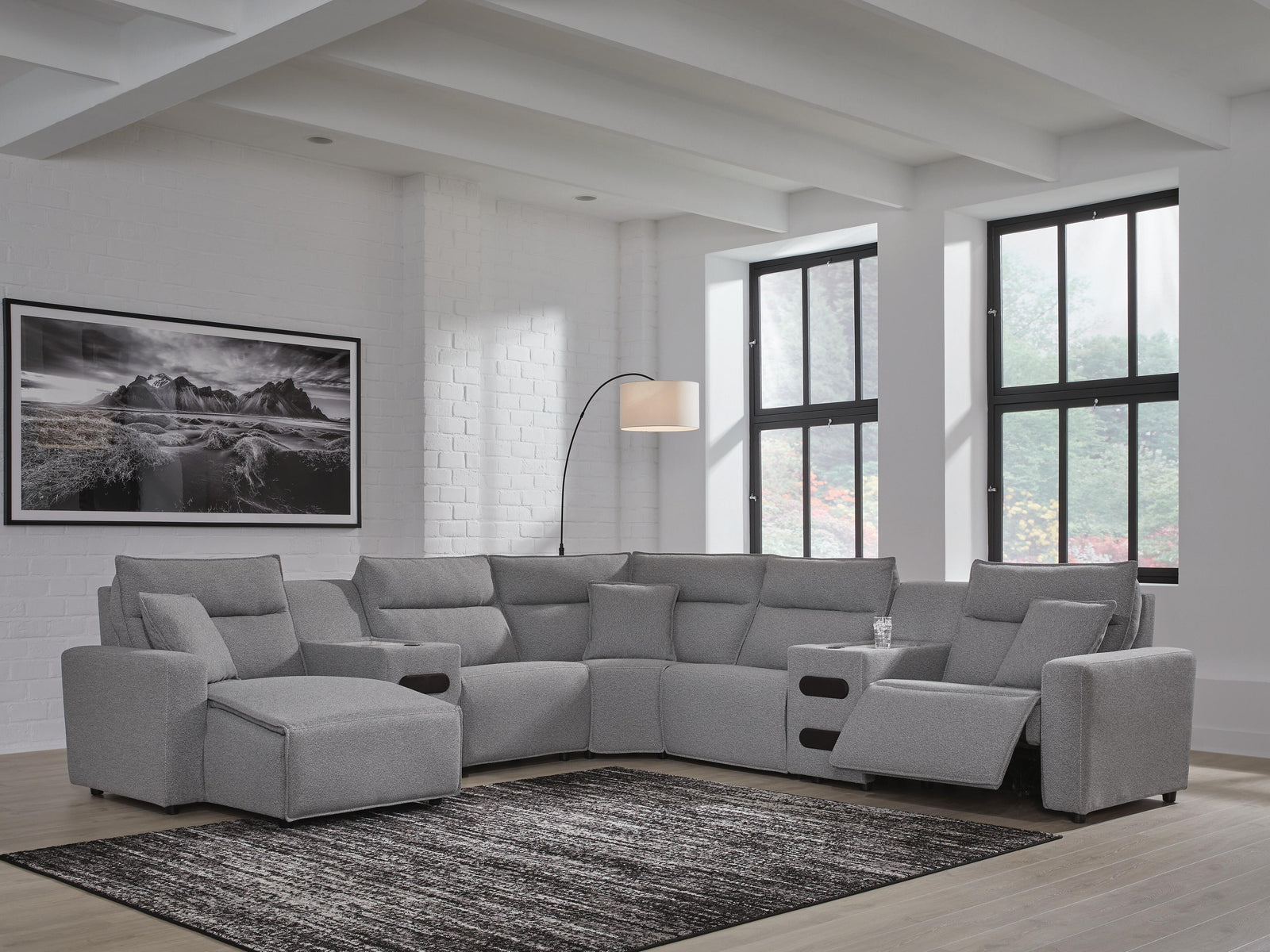 Modmax II 7-Piece Power Reclining Sectional with Chaise and Audio Consoles (65906-SI) - Image 2