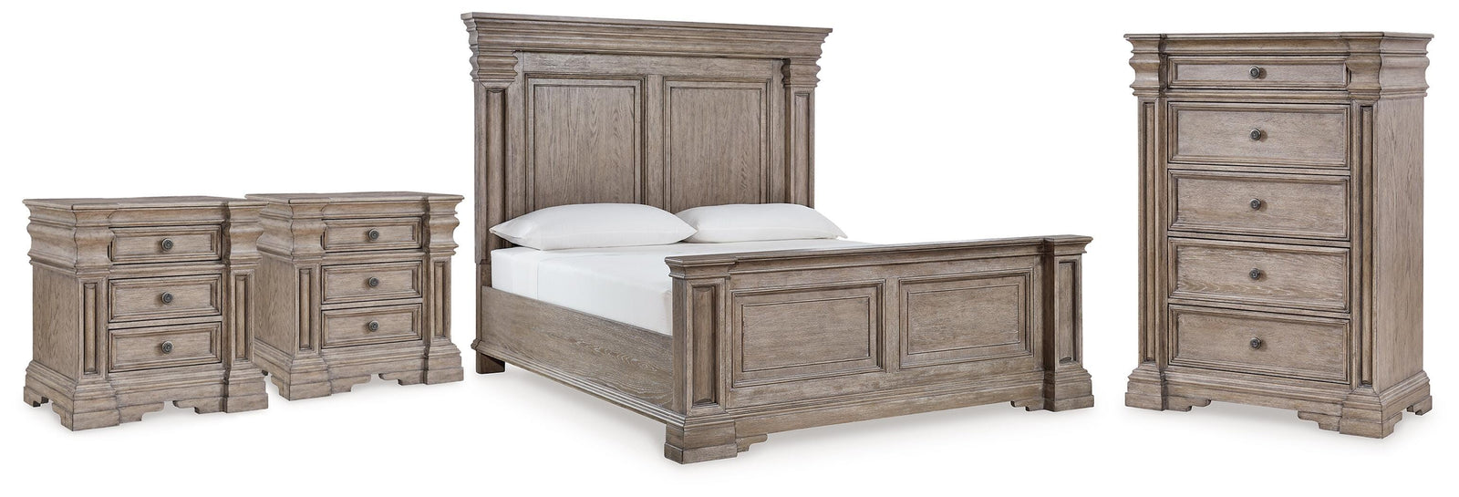 Blairhurst Panel Bed, Chest and 2 Nightstands (B916-SI)
