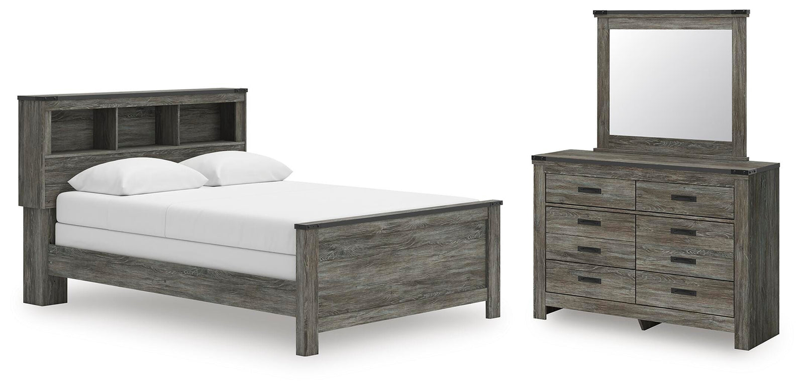 Frandern Bookcase Bed, Dresser and Mirror (B4480-SI)