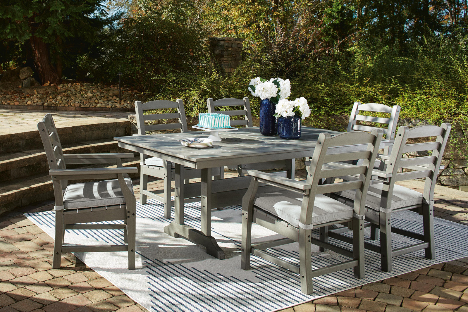 Visola Outdoor Dining Table with 6 Chairs (P802-SI) - Image 3