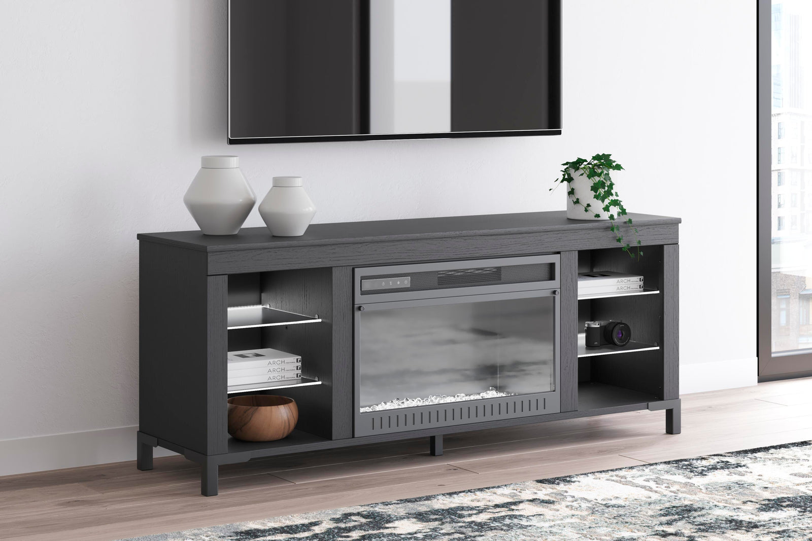 Cayberry 60 TV Stand with Electric Fireplace (W2721-SI) - Image 15