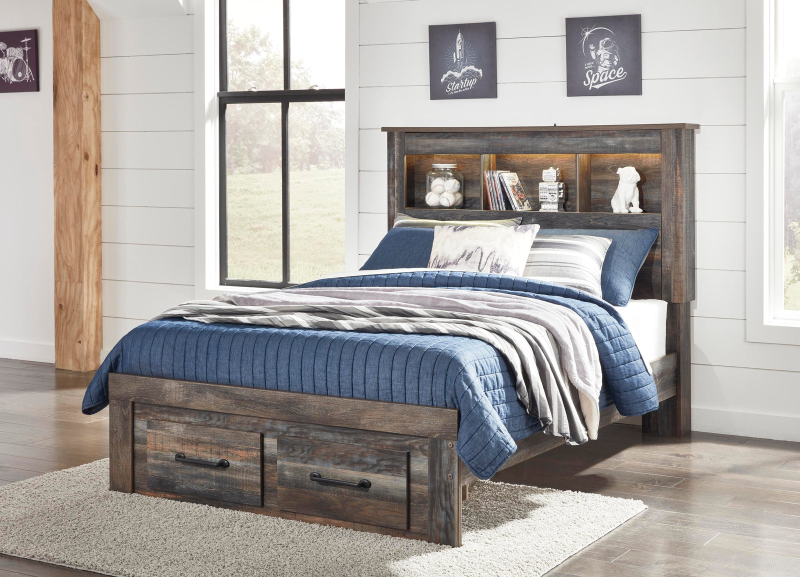 Drystan Bookcase Storage Bed and Nightstand (B211-SI) - Image 6