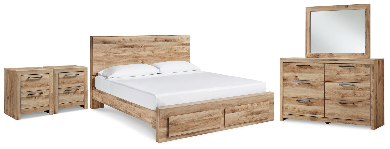 Hyanna Panel Storage Bed, Dresser, Mirror and 2 Nightstands (B1050-SI)