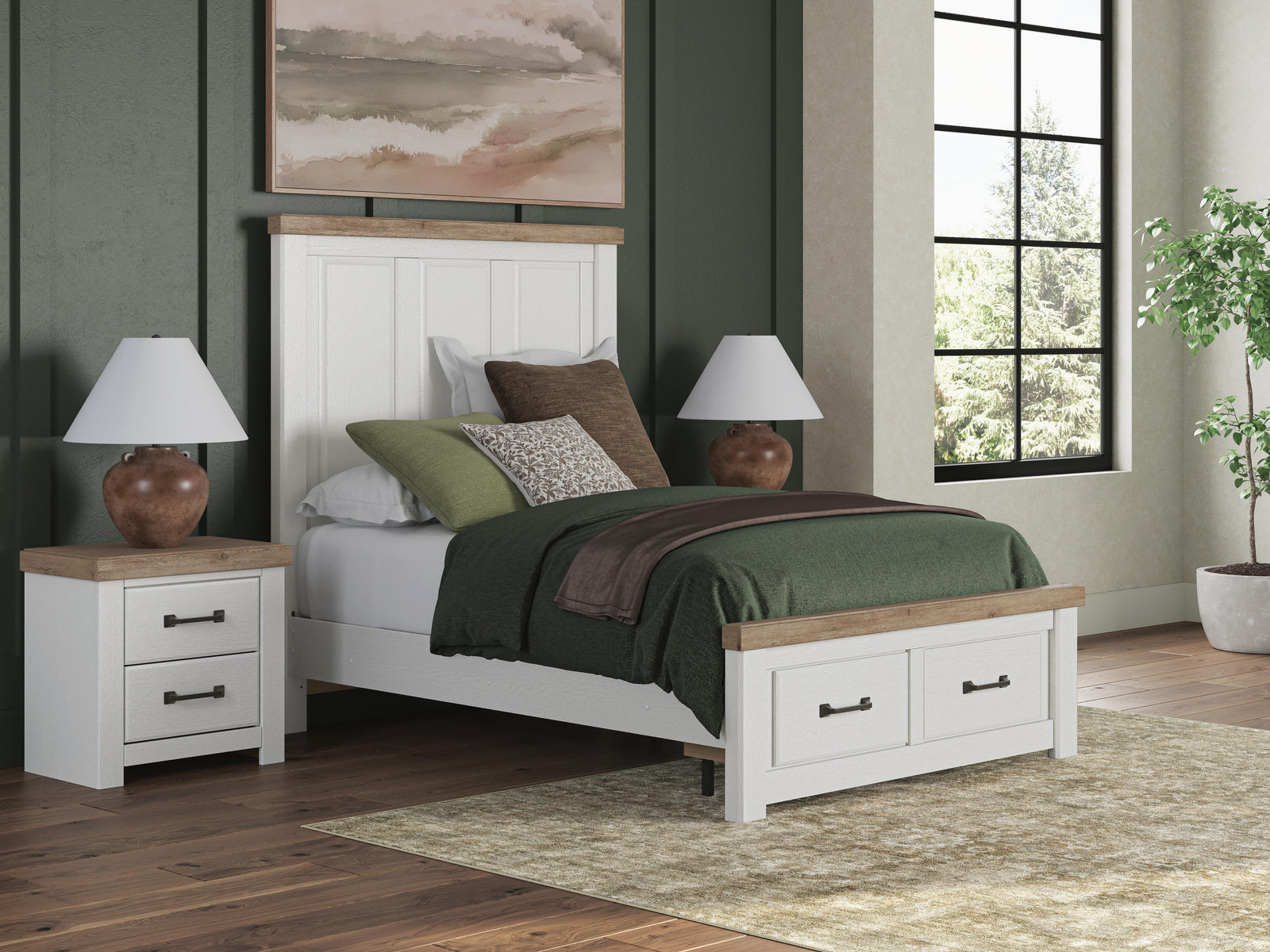 Savonport Panel Storage Bed (Youth) - White/Brown (B4615-SI) - Image 9
