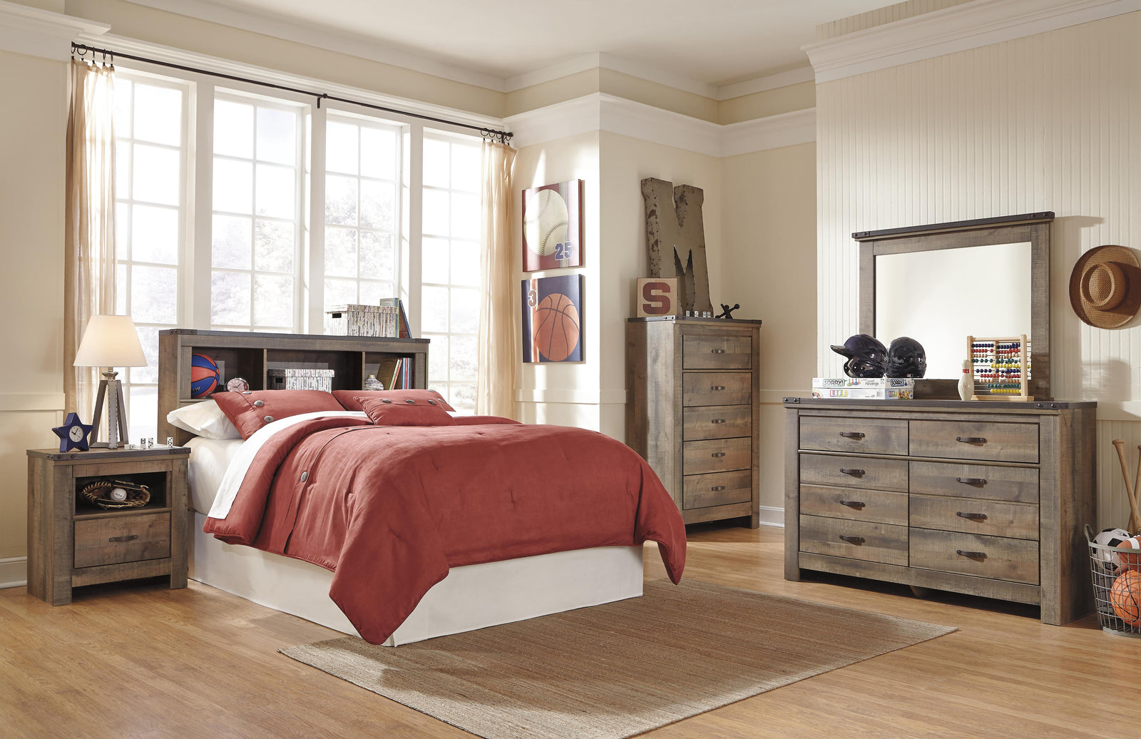 Trinell Bookcase Headboard (Youth) - Brown (B446-SI) - Image 5