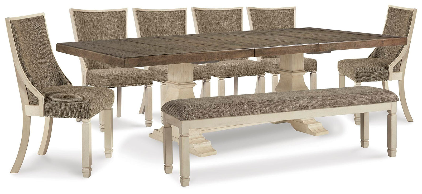 Bolanburg Dining Table, 6 Chairs and Bench (D647-SI) - Image 2