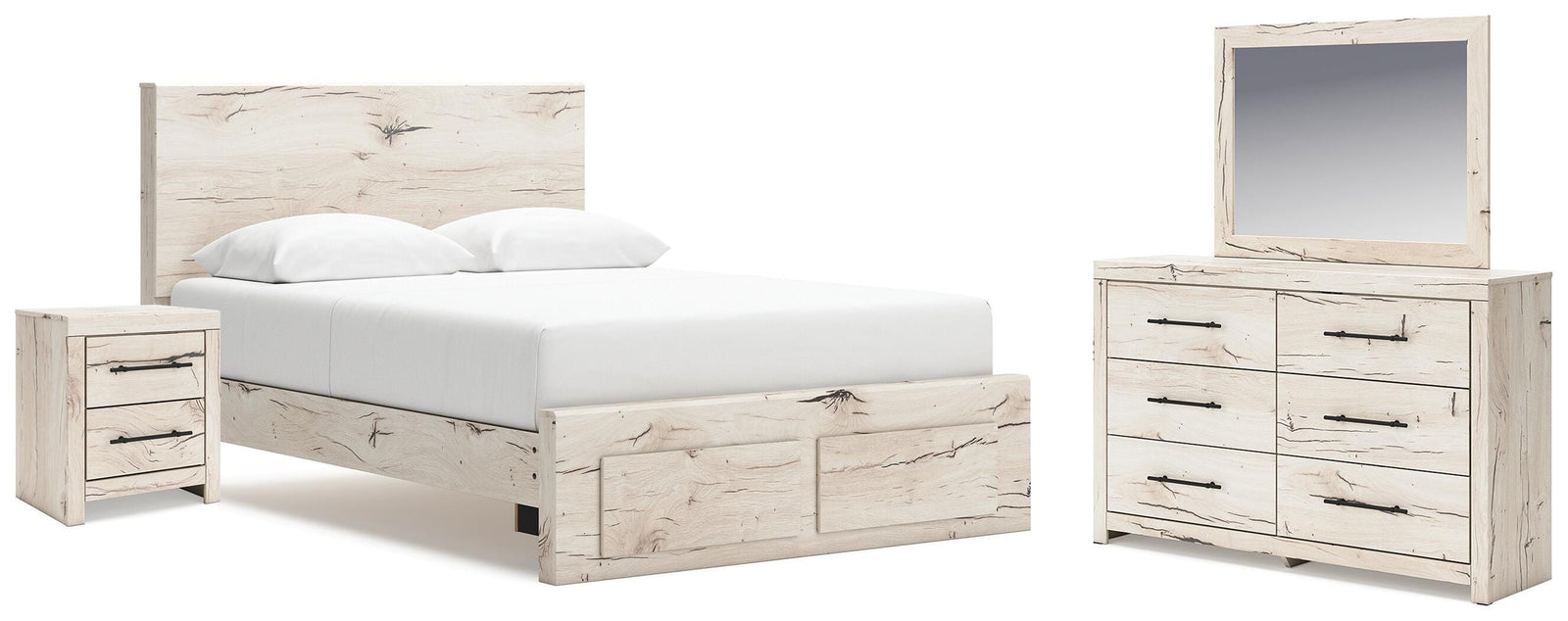 Lawroy Storage Bed, Dresser, Mirror, Nightstand - Light Natural (B2310-SI)