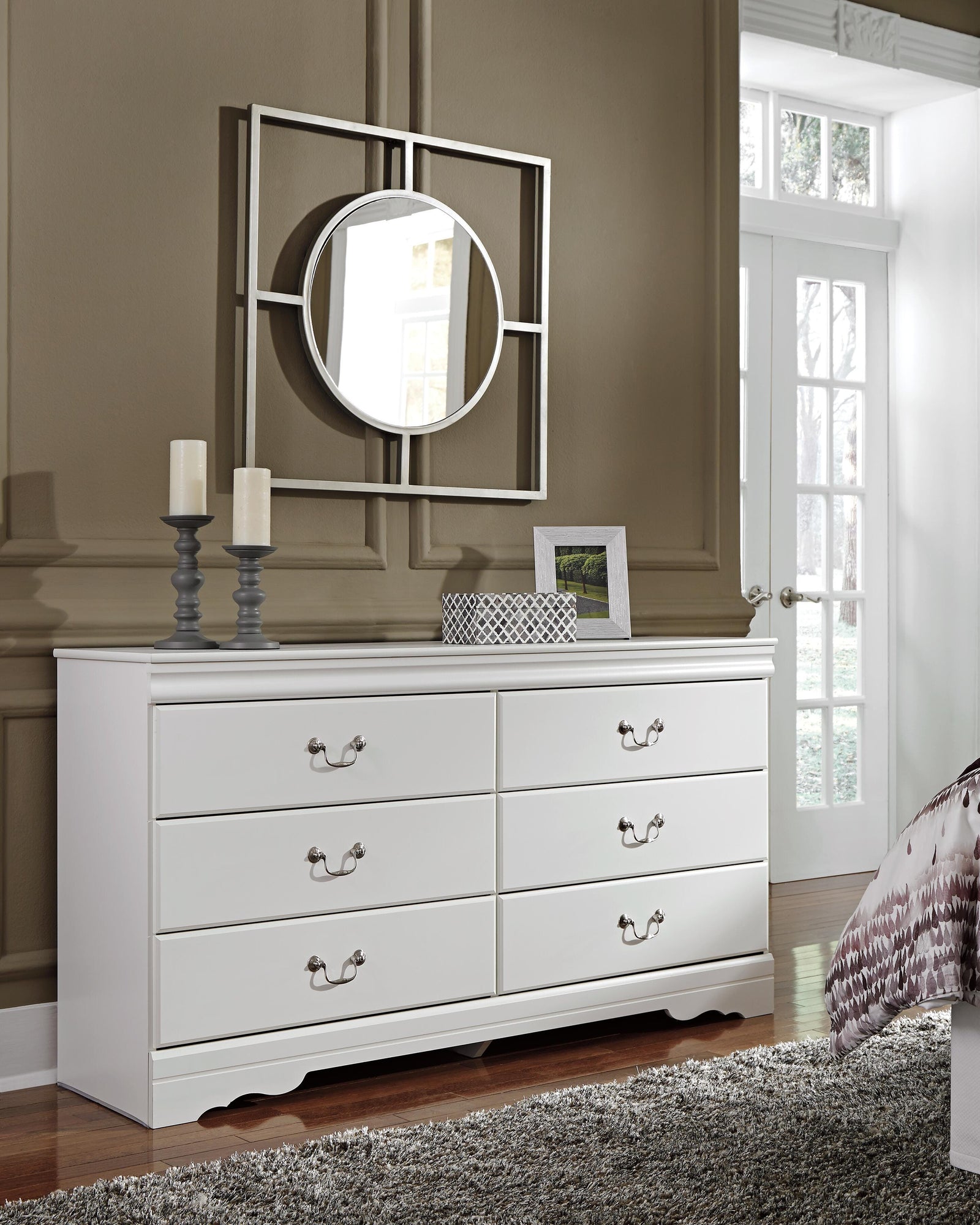 Anarasia Sleigh Bed and Dresser - White (B129-SI) - Image 4
