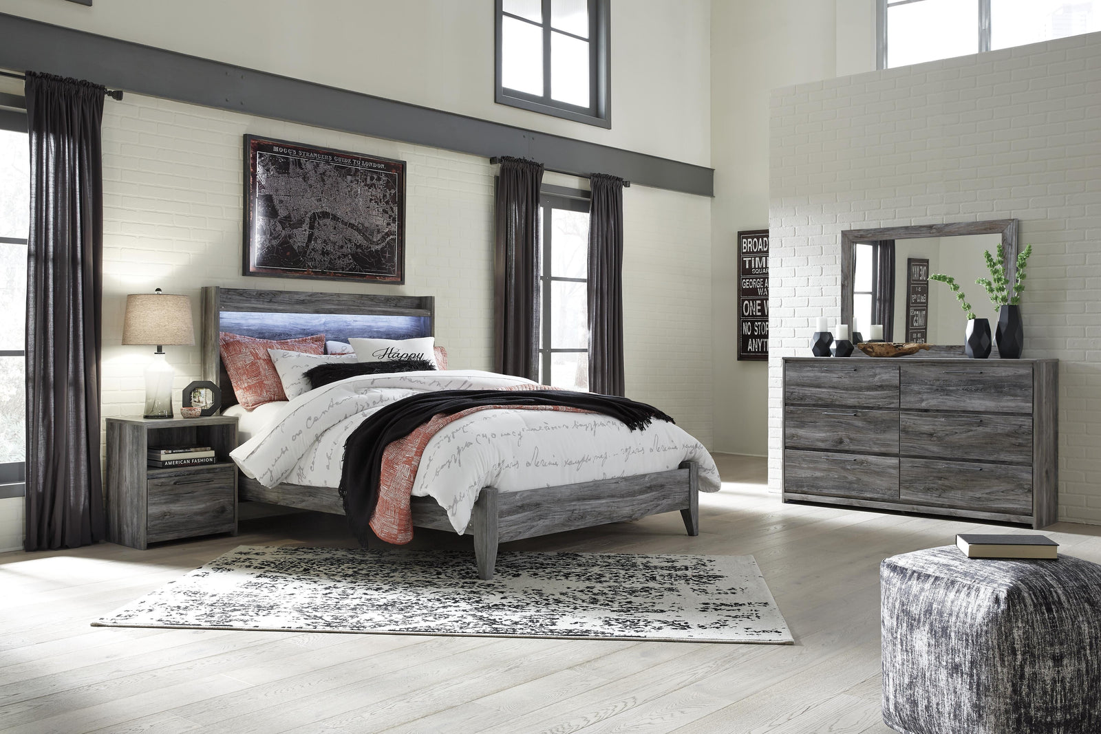 Baystorm Panel Bed, Dresser, Mirror and Nightstand - Gray (B221-SI) - Image 8