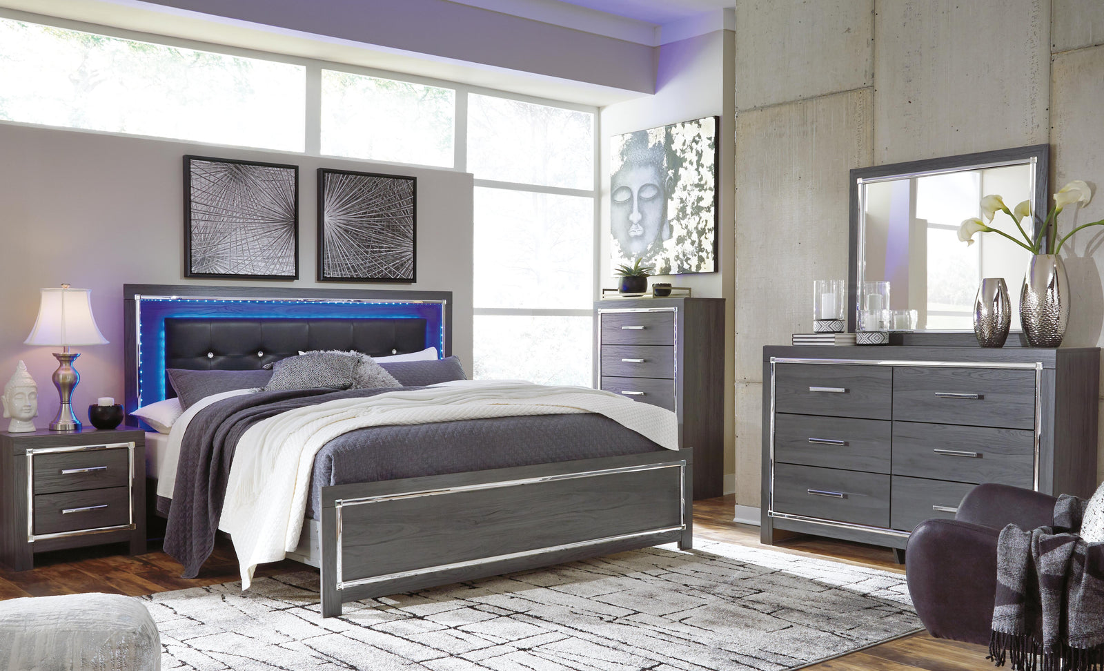 Lodanna Panel Bed - Gray (B214-SI) - Image 11
