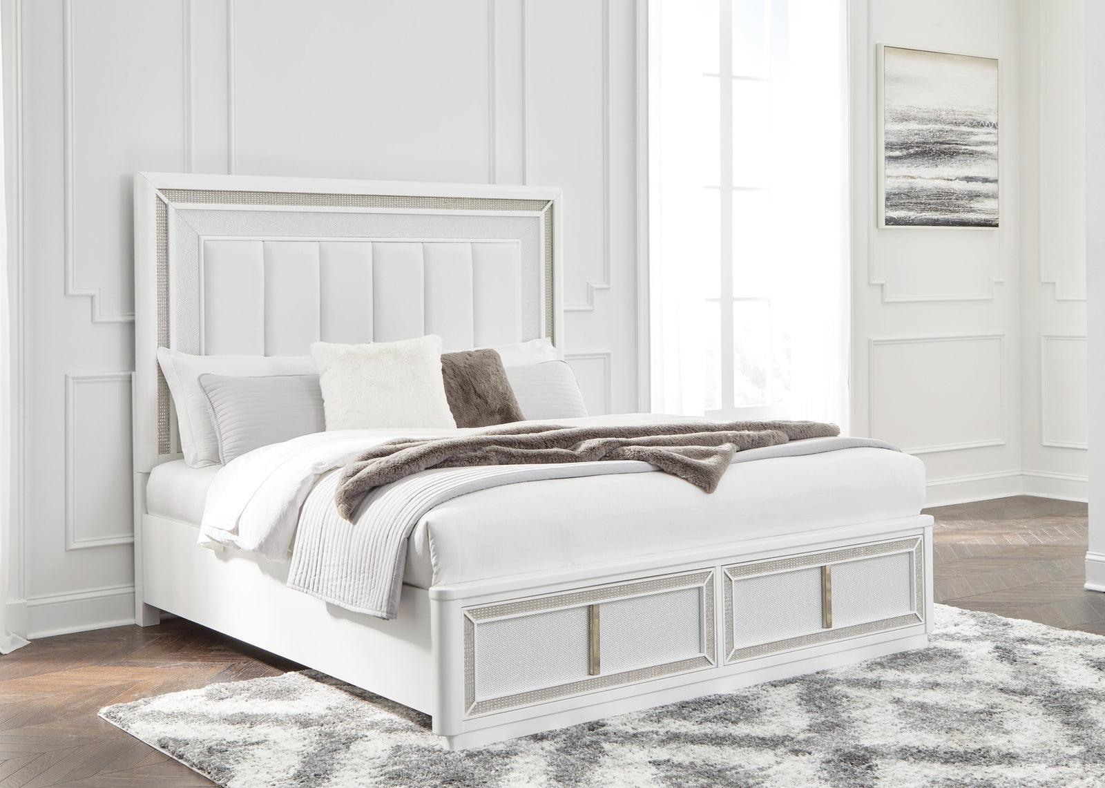 Chalanna Upholstered Storage Bed - White (B822-SI) - Image 7