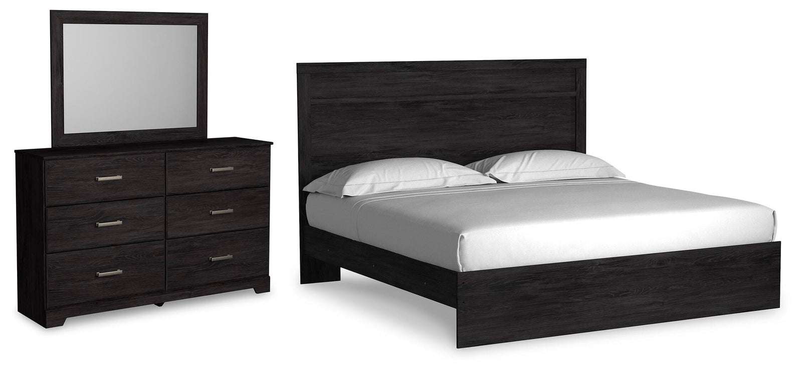 Belachime Panel Bed, Dresser and Mirror - Charcoal (B2589-SI)