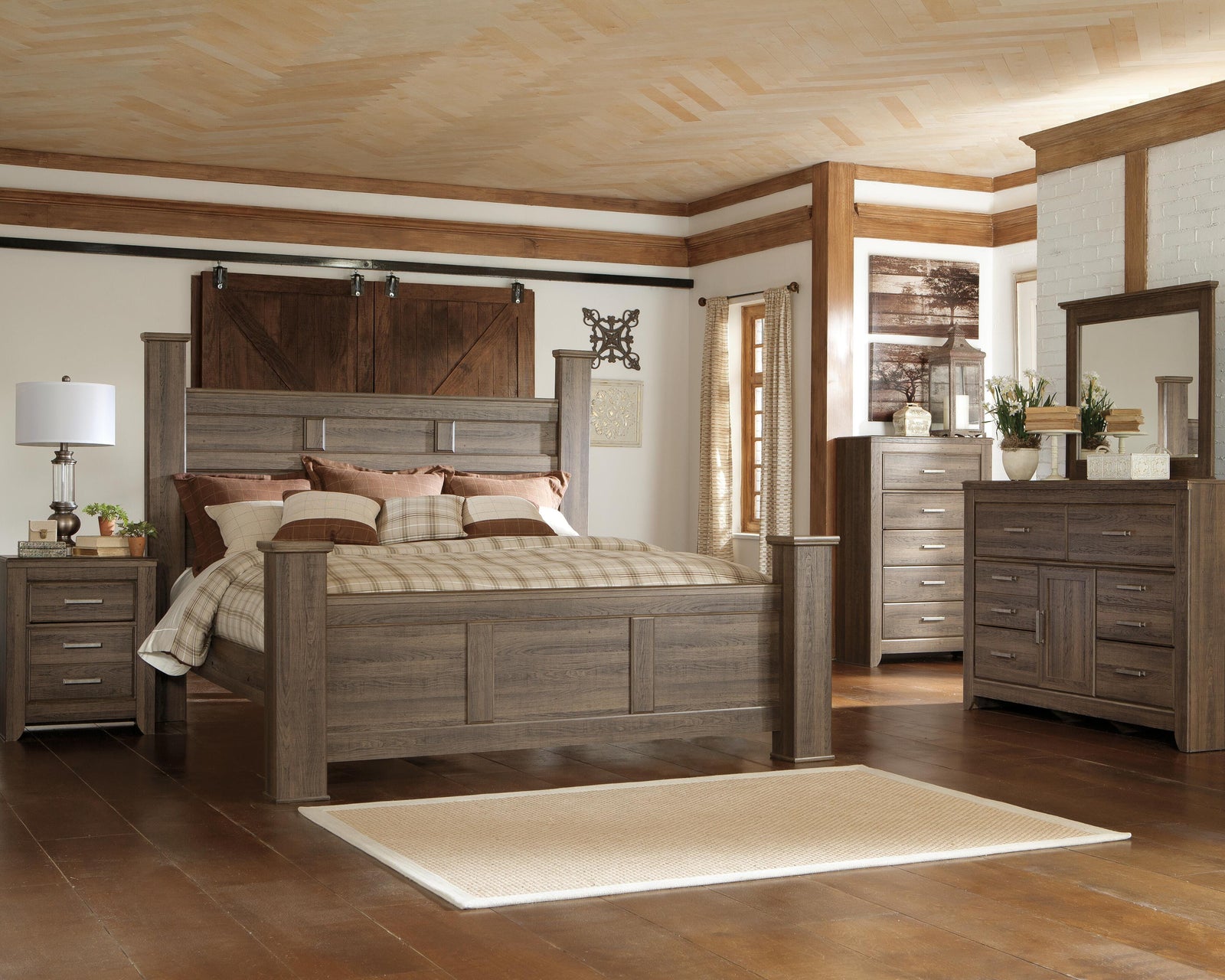 Juararo Poster Bed, Dresser, Mirror, Chest and 2 Nightstands - Dark Brown (B251-SI) - Image 16