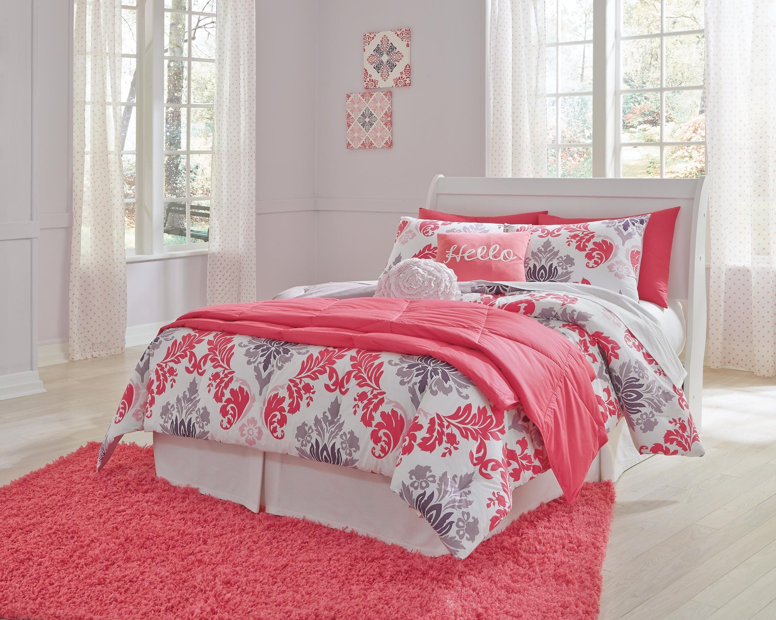 Anarasia Sleigh Headboard - White (B129-SI) - Image 14