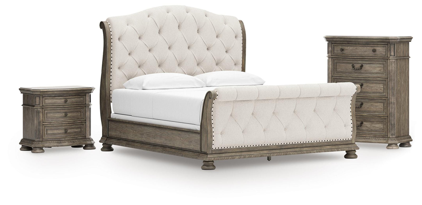 Ardenfield Sleigh Bed, Chest and Nightstand - Light Brown (B944-SI)