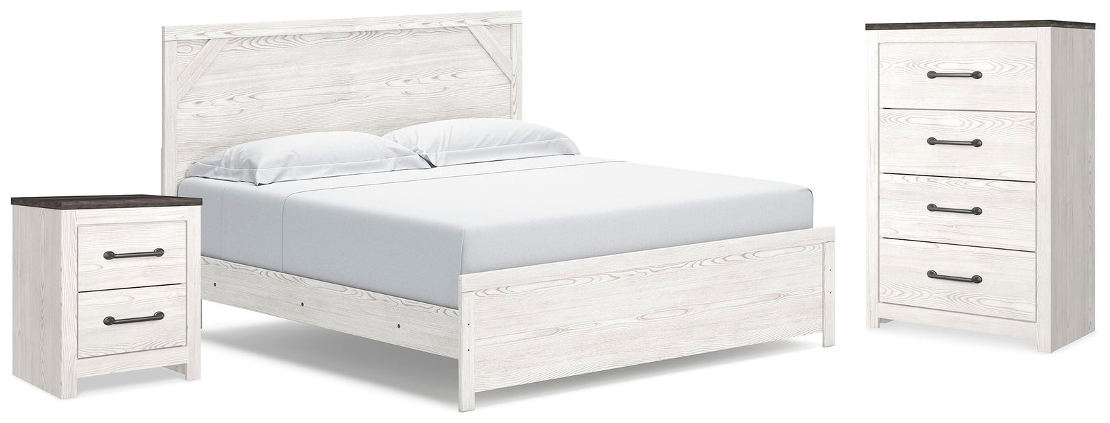 Gerridan Panel Bed, Chest and Nightstand - White/Gray (B1190-SI)