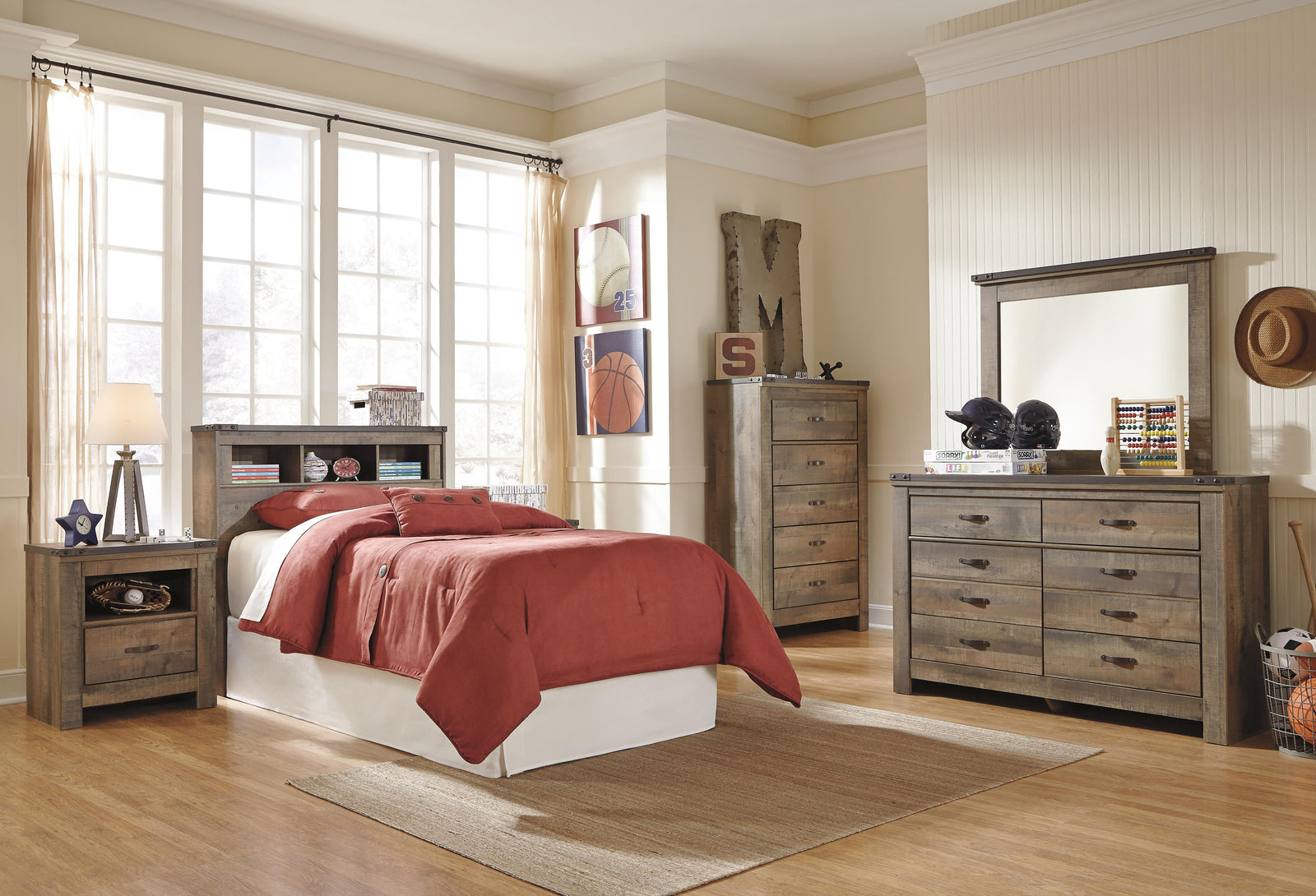 Trinell Bookcase Headboard (Youth) - Brown (B446-SI) - Image 3